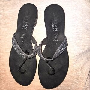 Italian Shoemakers Black Sandals with Sparkly Straps